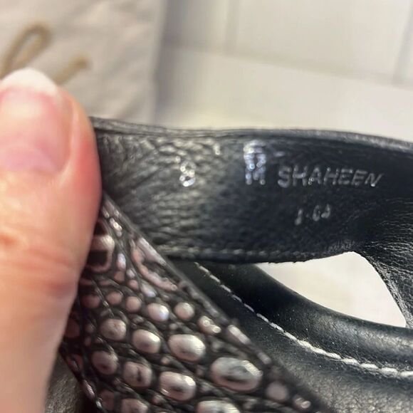 Donald J Pliner Sandals Shaheen Wedge Heels Slip on Thong Silver Size 8 - Picture 12 of 16